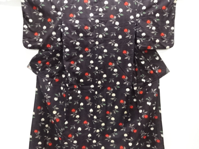 アンティーク　木綿本場久留米絣サクランボ模様単衣着物